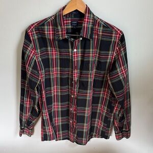 J. Crew Factory Men's Black and Red Plaid Shirt